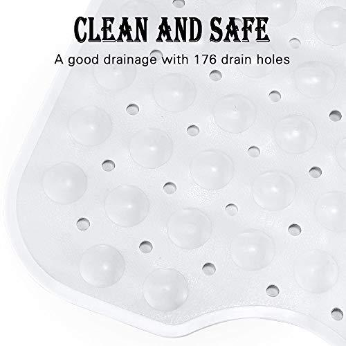 YINENN Bath Tub Shower Mat 40x16 Inch Non-Slip and Latex Free,Bathtub Mat with Suction Cups,Machine Washable Eco-Friendly Bath Mat (Clear)