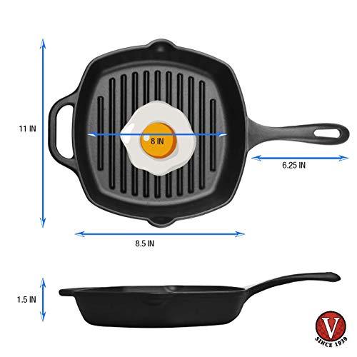 Large Pre-Seasoned Cast Iron Skillet by Victoria, 12-inch Round Frying Pan with Helper Handle, 100% Non-GMO Flaxseed Oil Seasoned, SKL-212