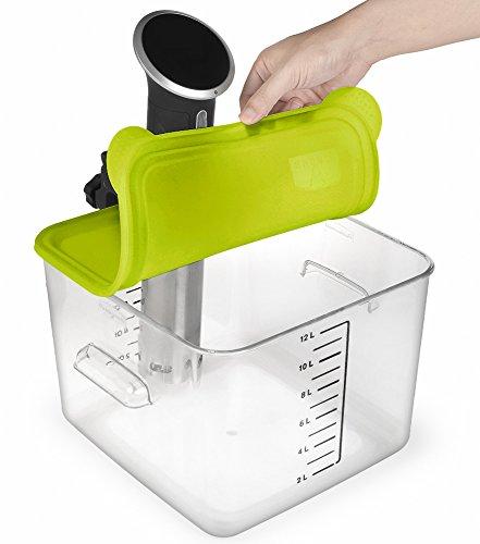 EVERIE Collapsible Hinged Sous Vide Container Lid Compatible with Anova Culinary Precision Cooker and 12,18,22 Quart Rubbermaid Container (Corner Mount)