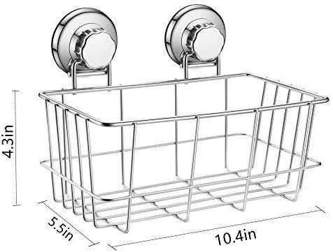 iPEGTOP Suction Cup Deep Shower Caddy Bath Organizer Basket for Large Shampoo Shower Gel Holder Kitchen Bathroom Storage - Rustproof Stainless Steel, 2 Pack