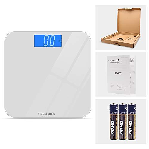 Innotech® Digital Bathroom Scale with Easy-to-Read Backlit LCD (White)