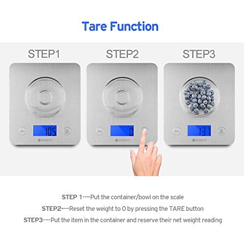 Etekcity Food Digital Kitchen Weight Scale Grams and Ounces, Small, Backlit, Stainless Steel