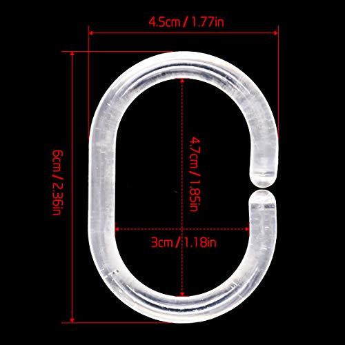 Qulable 24 Packs Shower Curtain Rings Plastic Curtain C Rings Hook Hanger Bath Drape Loop Clip Glide Bathroom Shower Window Rod (Clear)