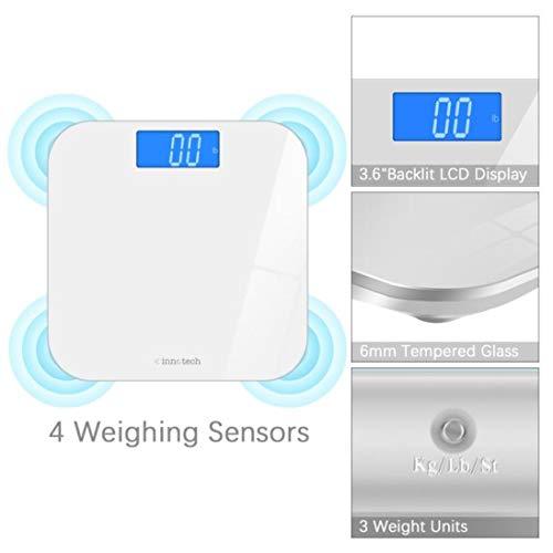 Innotech® Digital Bathroom Scale with Easy-to-Read Backlit LCD (White)