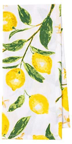 KAF Home Pantry Lemons All Over Kitchen Dish Towel Set of 4, 100-Percent Cotton, 18 x 28-inch