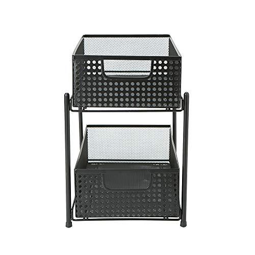 Mind Reader 2 Tier Metal Mesh Storage Baskets Organizer, Home, Office, Kitchen, Bathroom, Silver