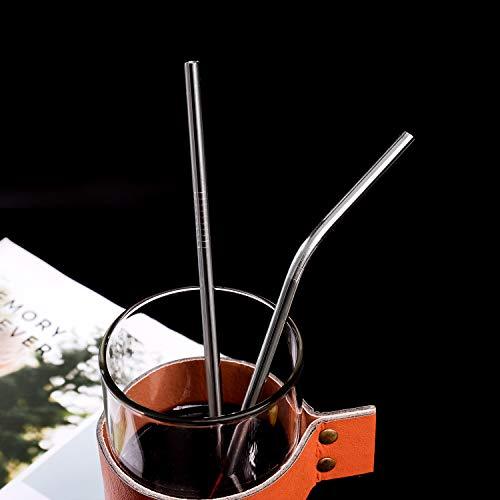 VEHHE Metal Straws Stainless Steel Straws Drinking Straws Reusable FDA BPA - 10.5" Ultra Long 4 + 1 - W/Cleaning Brush for 20/30 Oz for Yeti RTIC SIC Ozark Trail Tumblers (2 Straight|2 Bent|1 Brush)