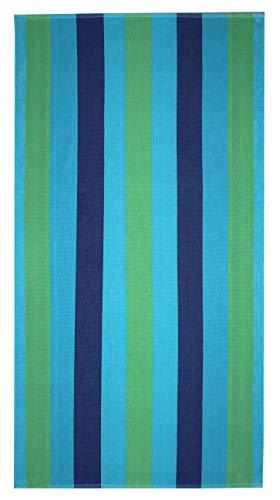 Cotton Craft - 4-Pack Assorted Velour Beach Towels - Large 32x63 Inches - 100% Cotton - Trellis & Cabana Stripe,Summer of Siam & Cabana Orange Stripe Set