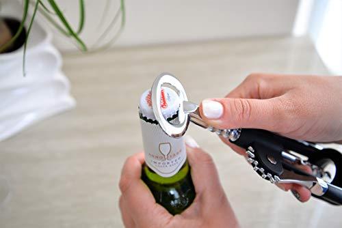 Wing Corkscrew Wine Opener by HiCoup - All-in-one Wine Corkscrew and Bottle Opener With Bonus Wine Stopper in a Deluxe Presentation Box