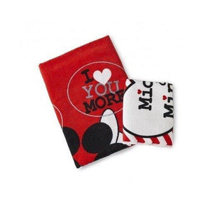 Mickey and Minnie Mouse Luv You More Bath Towel and Wash Cloth, I Heart You More, Matches the Fabric Shower Curtain, Red, Black, White