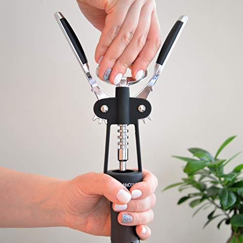 Wing Corkscrew Wine Opener by HiCoup - All-in-one Wine Corkscrew and Bottle Opener With Bonus Wine Stopper in a Deluxe Presentation Box