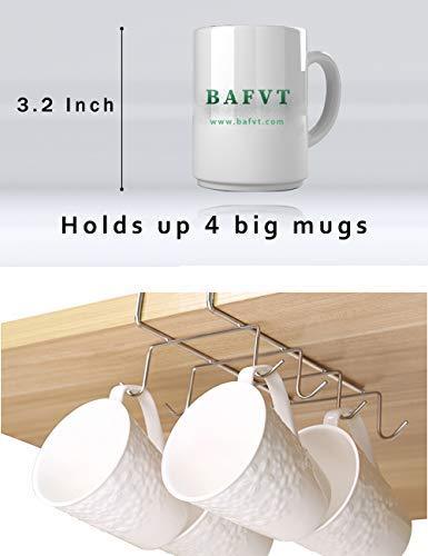 bafvt Coffee Mug Holder - 304 Stainless Steel Cup Rack Under Cabinet, 10Hooks, Fit for The Cabinet 0.8" or Less