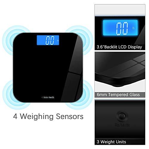 Innotech® Digital Bathroom Scale with Easy-to-Read Backlit LCD (White)