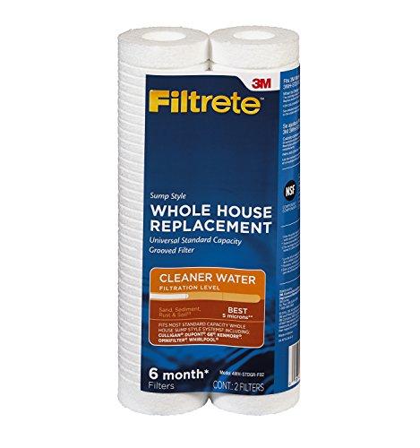 Filtrete Standard Capacity Whole House Carbon Wrap Water Filters, Reduces Chlorine Taste & Odor and Sediment, Universal Filter, Sump Style Drop-In Filter, 2-Filters (3WH-STDCW-F02), Grey