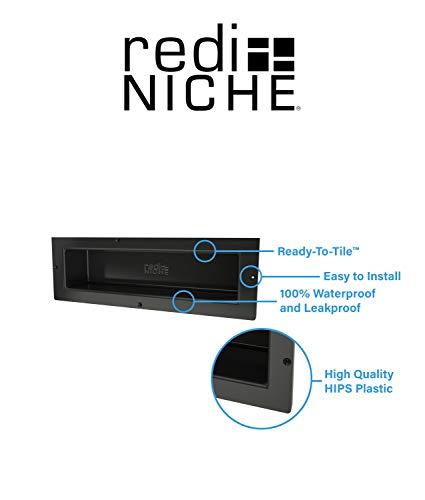 Redi Niche Single Recessed Shower Shelf – Black, One Inner Shelf, 16-Inch Width x 14-Inch Height x 4-Inch Depth