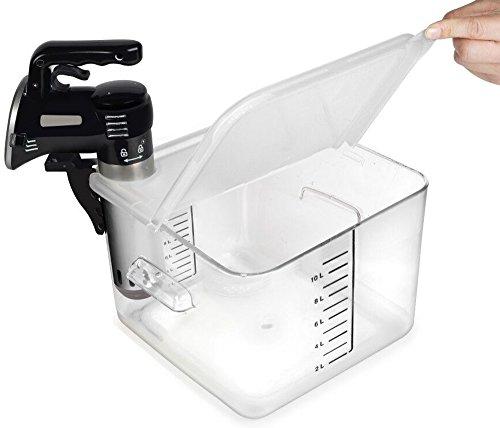 EVERIE Collapsible Hinged Sous Vide Container Lid Compatible with Anova Culinary Precision Cooker and 12,18,22 Quart Rubbermaid Container (Corner Mount)