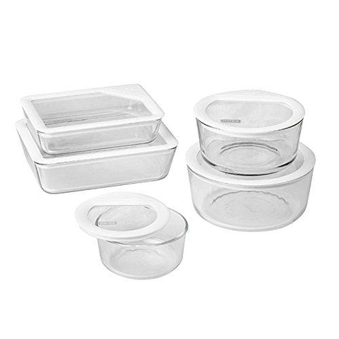 Pyrex 1122762 071160096400 10 Piece Ultimate Food Storage Set, White/Clear