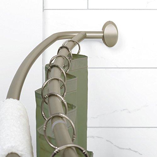 Zenna Home NeverRust Rustproof Aluminum Double Curved Shower Rod, 45 to 72-Inch, Satin Nickel