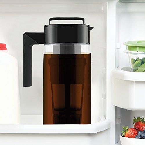 Takeya 10310 Patented Deluxe Cold Brew Iced Coffee Maker with Airtight Lid & Silicone Handle, 1 Quart, Black - Made in USA BPA-Free Dishwasher-Safe