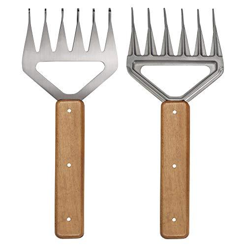 Metal Meat Claws, 1Easylife 18/8 Stainless Steel Meat Forks with Wooden Handle, Best Meat Claws for Shredding, Pulling, Handing, Lifting & Serving Pork, Turkey, Chicken, Brisket (2 Pcs,BPA Free)