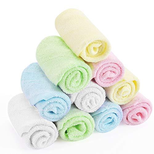 YOOFOSS Luxury Bamboo Washcloth Towel Set 10 Pack for Bathroom-Hotel-Spa-Kitchen Multi-Purpose Fingertip Towels & Face Cloths 10'' x 10'