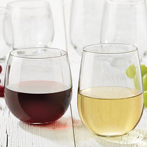 ELOHAS Stemless 12-Piece Wine Glass Party Set for Red and White Wines