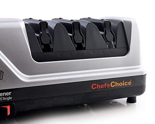 Chef’sChoice 15 Trizor XV EdgeSelect Professional Electric Knife Sharpener for Straight and Serrated Knives Diamond Abrasives Patented Sharpening System Made in USA, 3-Stage, Gray