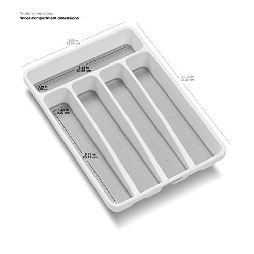 madesmart Classic Large Silverware Tray - White | CLASSIC COLLECTION | 6-Compartments |  Soft-grip Lining and Non-slip Feet |BPA-Free