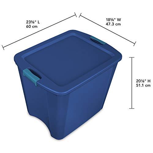 Sterilite 14469606 18 Gallon/68 Liter Latch and Carry, True Blue Lid and Clear Base with Blue Aquarium Latches, 6-Pack