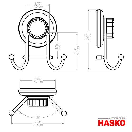 HASKO accessories - Powerful Vacuum Suction Cup Hook Holder - Organizer for Towel, Bathrobe and Loofah - Strong Stainless Steel Hooks for Bathroom & Kitchen, Towel Hanger Storage, Chrome (2 Pack)