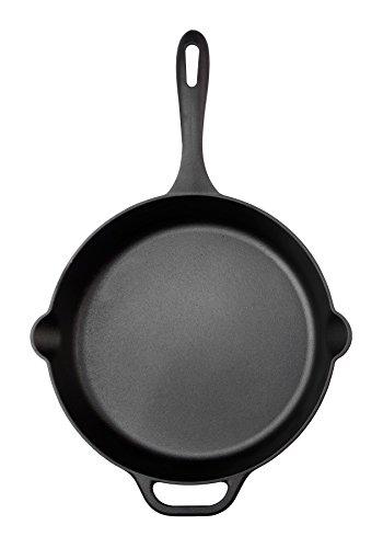 Large Pre-Seasoned Cast Iron Skillet by Victoria, 12-inch Round Frying Pan with Helper Handle, 100% Non-GMO Flaxseed Oil Seasoned, SKL-212