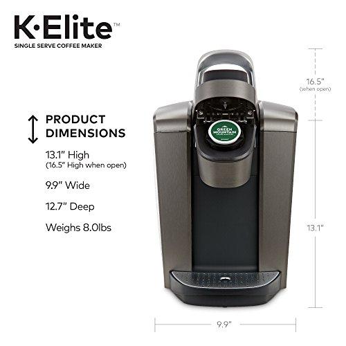 Keurig K-Elite Single Serve K-Cup Pod Coffee Maker, with Strong Temperature Control, Iced Coffee Capability, 12oz Brew Size, Programmable, Brushed Slate