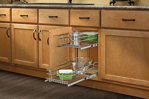 Rev-A-Shelf 5WB2-0918-CR Base Cabinet Pullout 2 Tier Wire Basket Reduced Depth Sink & Base Accessories, 9 W x 18 D-Inches