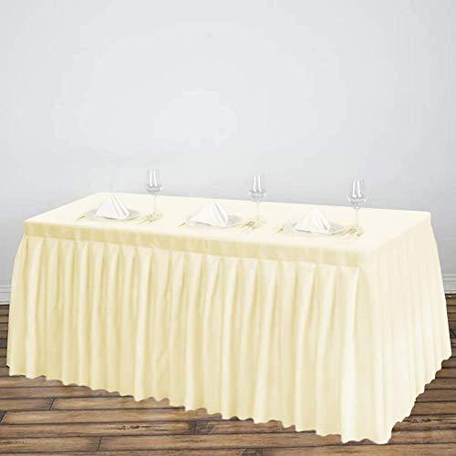 Surmente Tablecloth 14 ft Polyester Table Skirt for Weddings, Banquets, or Restaurants(White) … …