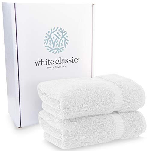 Luxury White Bath Towels Large - Circlet Egyptian Cotton | Highly Absorbent Hotel spa Collection Bathroom Towel | 27x54 Inch | Set of 4