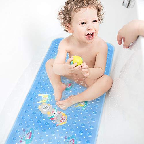 YINENN Bath Tub Shower Mat 40x16 Inch Non-Slip and Latex Free,Bathtub Mat with Suction Cups,Machine Washable Eco-Friendly Bath Mat (Clear)