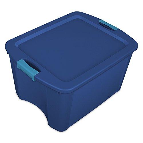 Sterilite 14469606 18 Gallon/68 Liter Latch and Carry, True Blue Lid and Clear Base with Blue Aquarium Latches, 6-Pack