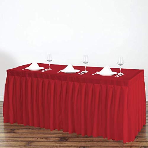 Surmente Tablecloth 14 ft Polyester Table Skirt for Weddings, Banquets, or Restaurants(White) … …