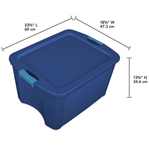 Sterilite 14469606 18 Gallon/68 Liter Latch and Carry, True Blue Lid and Clear Base with Blue Aquarium Latches, 6-Pack