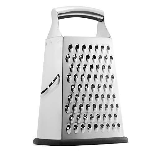 Spring Chef Box Grater, 4-Sided Stainless Steel Large 10-inch Grater for Parmesan Cheese, Ginger, Vegetables