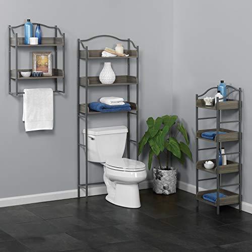 Zenna Home 3-Tier Over-The-Toilet Bathroom Spacesaver, Driftwood Gray/Pewter