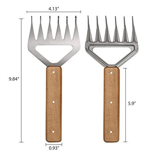 Metal Meat Claws, 1Easylife 18/8 Stainless Steel Meat Forks with Wooden Handle, Best Meat Claws for Shredding, Pulling, Handing, Lifting & Serving Pork, Turkey, Chicken, Brisket (2 Pcs,BPA Free)