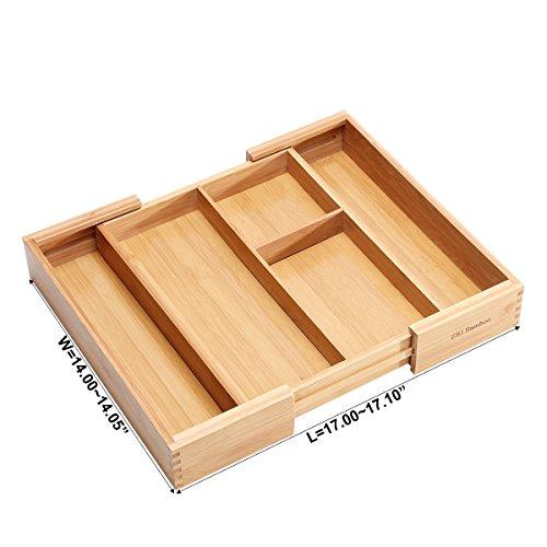 Bamboo Cutlery Tray Kitchen Utensil Silverware Flatware Drawer Organizer Dividers with 5 Compartment