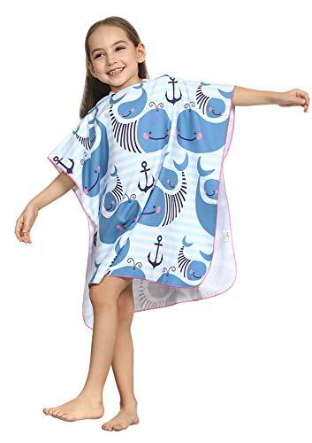 SpunKo Cute Dinosaur Kids Hooded Beach Towels for Little Girls Boys 1-6 Years Old Super Absorbent Hooded Bath Towel Soft Compact Pool Towel Poncho Cover Up Beach Present for Swimming Travel