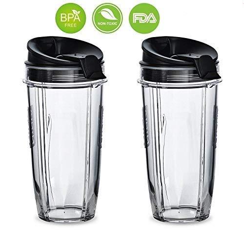 BLEND PRO Replacement Nutri Ninja 24 oz Cup with Sip & Seal Lid - For Blender BL450 BL454 Auto-iQ BL480 BL481 BL482 BL687 (2-Pack)