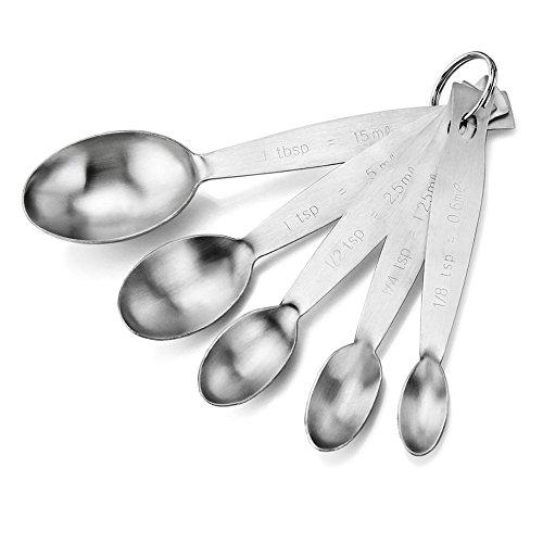 New Star Foodservice 42917 Stainless Steel Measuring Spoons and Cups Combo, Set of 8, Silver