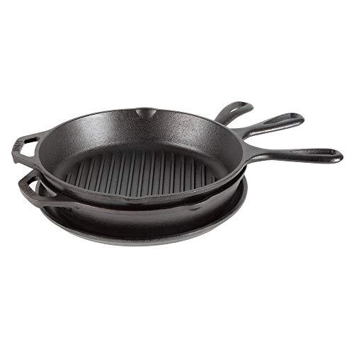 Lodge 10.5 Inch Cast Iron Griddle. Pre-seasoned Round Cast Iron Pan Perfect for Pancakes, Pizzas, and Quesadillas.