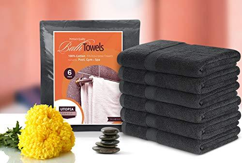 Utopia Towels Cotton Bath Towels, 6 Pack, (24 x 48 Inches), Pool Towels and Gym Towels, White