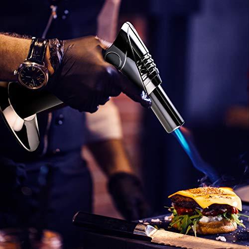 Jo Chef Kitchen Torch, Blow Torch - Refillable Butane Torch With Adjustable Flame - Culinary Torch, Creme Brûlée Torch For Cooking Food, Baking, BBQ & More + FREE Recipe eBook (With Fuel Gauge)