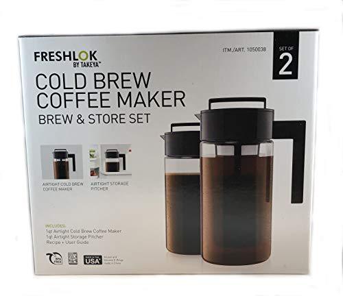 Takeya 10310 Patented Deluxe Cold Brew Iced Coffee Maker with Airtight Lid & Silicone Handle, 1 Quart, Black - Made in USA BPA-Free Dishwasher-Safe